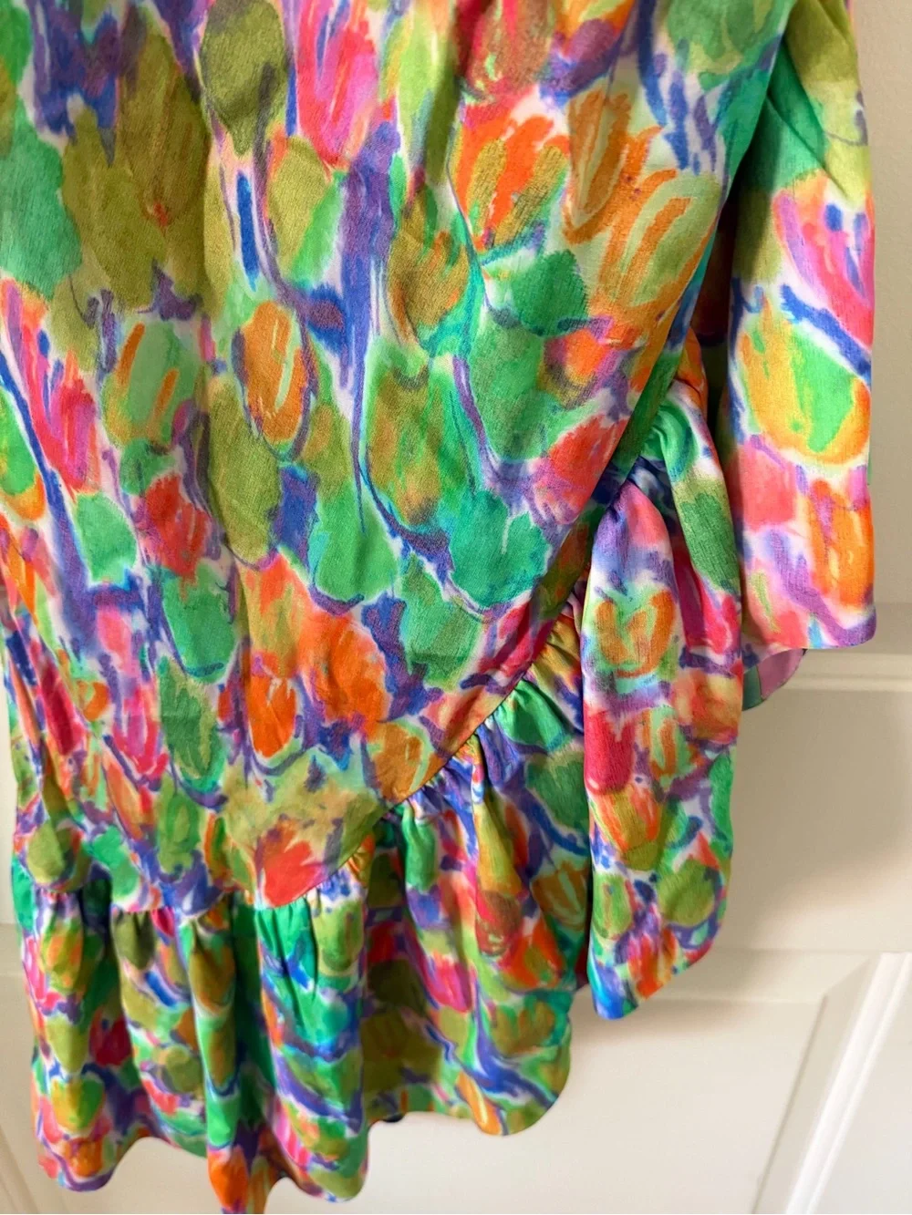 High-Low Floral Ruffle Midi Skirt - Multi Color - Picture 3 of 6